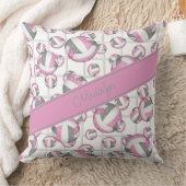 ピンク色のグレーガーリーのバレーボール模様ネットアクセント クッション (ブランケット)