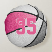 ピンク色のグレーバスケットボールの女の子スポーツルーム ラウンドクッション (裏面)