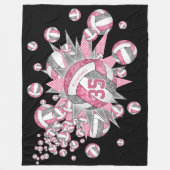 ピンク色のグレーバレーボールは、女の子のスポーツルームの装飾 フリースブランケット (正面)