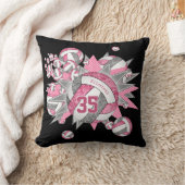 ピンク色のグレーバレーボール吹き出し女の子スポーツデッキ クッション (ブランケット)