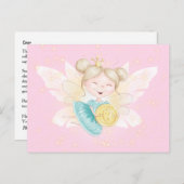 ピンク色のコインを持つ金ゴールド文字の王女 ポストカード (正面/裏面)