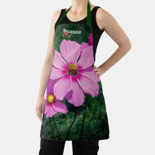 ピンク色のコスモスのパーソナライズされた花 エプロン (インサイチュ)
