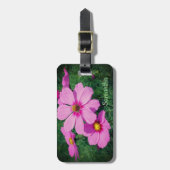 ピンク色のコスモスのパーソナライズされた花 ラゲッジタグ (正面縦)