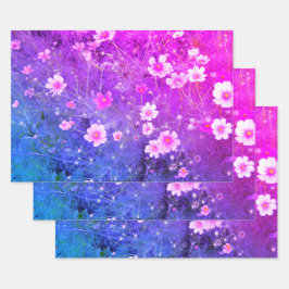 ピンク色のコスモスのビピネタスフラワーインフル開花 ラッピングペーパーシート