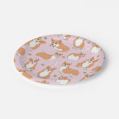 ピンク色のコルギ模様 ペーパープレート (アングル)