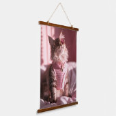 ピンク色のコレクション：シックな猫のスタイル 吊り下げ型タペストリー (傾斜あり)