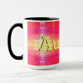 ピンク色のコーラルイエローと赤のTouch マグカップ