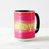 ピンク色のコーラルイエローと赤のTouch マグカップ (正面右)