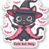 ピンク色のゴシック風の子猫 – 甘いがビーウィッチオーバーズ シール (正面)