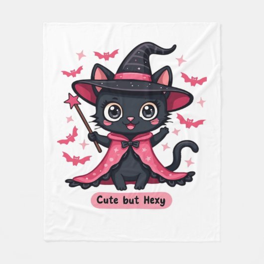 ピンク色のゴシック風の子猫 – 甘いがビーウィッチオーバーズ フリースブランケット (正面)
