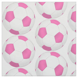 ピンク色のサッカーボールのパターン ファブリック