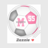 ピンク色のサッカーボールの女のパーソナライズされた子 シール (シート)