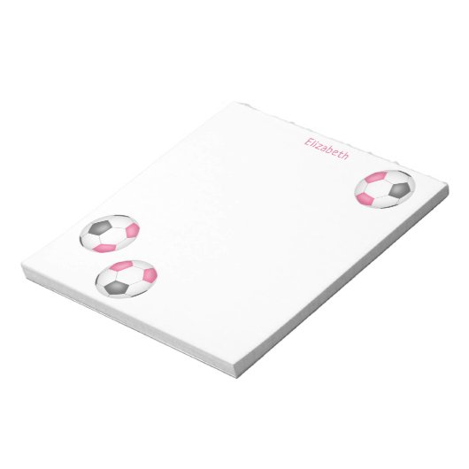 ピンク色のサッカーボールの女の子名 ノートパッド (回転)