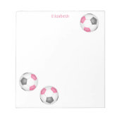 ピンク色のサッカーボールの女の子名 ノートパッド (正面)