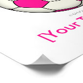 ピンク色のサッカーボール ポスター (角)