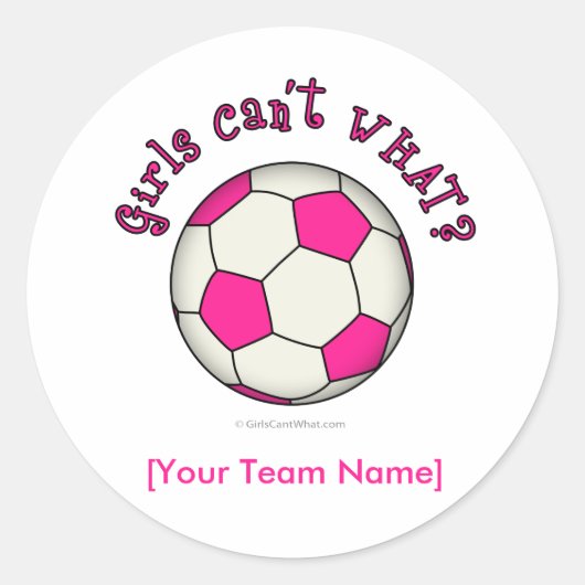 ピンク色のサッカーボール ラウンドシール (正面)