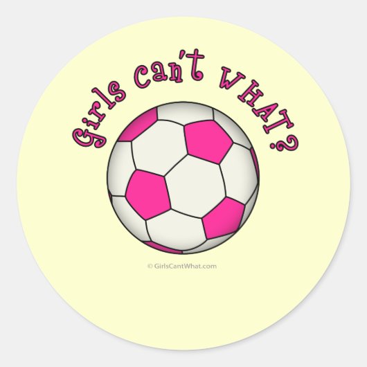 ピンク色のサッカーボール ラウンドシール (正面)