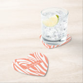 ピンク色のサンゴのゼブラストライプのパターンのトレンドをパーソナライズ ペーパーコースター (インサイチュ)