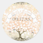 ピンク色のサンゴの渦巻きハートリーフの木結婚のシール スクエアシール (正面)