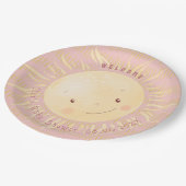 ピンク色のサンシャインベビーパーソナライズされたシャワー ペーパープレート (アングル)