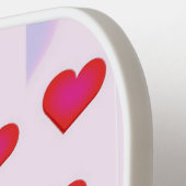 ピンク色のシェードハートパターン ピックルボールラケット (左詳細)