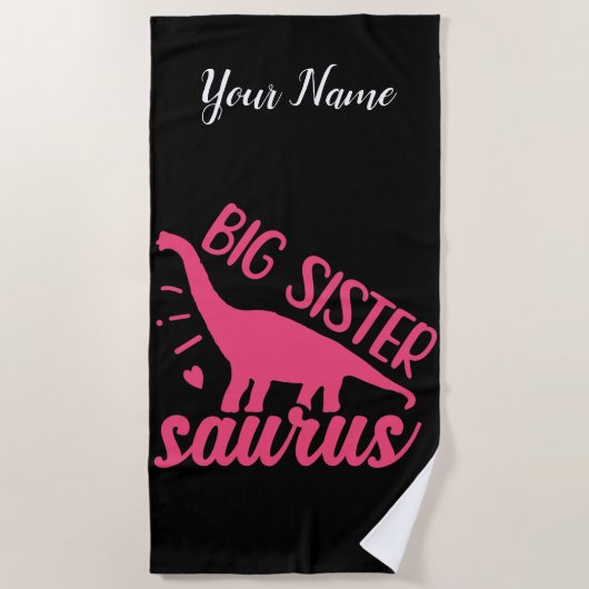 ピンク色のシスター・サウルス ビーチタオル (正面)