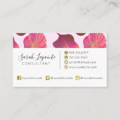 ピンク色のシックなトロピカル葉 名刺 (裏面)