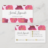 ピンク色のシックなトロピカル葉 名刺 (正面/裏面)