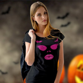 ピンク色のジャックオランタン(まつ毛ハロウィーン付き) Tシャツ