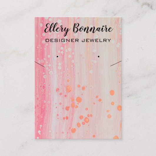 ピンク色のジュエリーホルダーカードの編集可能なバブル 名刺 (正面)