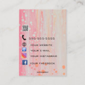 ピンク色のジュエリーホルダーカードの編集可能なバブル 名刺 (裏面)