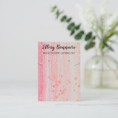 ピンク色のジュエリーホルダーカードの編集可能なバブル 名刺 (スタンド正面)