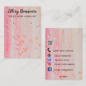 ピンク色のジュエリーホルダーカードの編集可能なバブル 名刺 (正面/裏面)