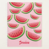 ピンク色のスイカ果実切り名前をカスタムする プランナー手帳 (正面)