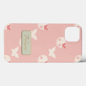 ピンク色のスカルに漫画の白エンボス文字効果 Case-Mate iPhoneケース (裏面 (横))