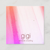 ピンク色のスタッドイヤリングジュエリー表示 スクエア名刺 (正面)