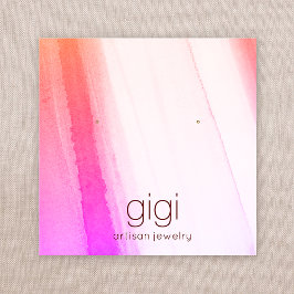 ピンク色のスタッドイヤリングジュエリー表示 スクエア名刺