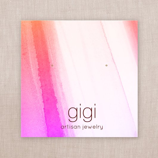 ピンク色のスタッドイヤリングジュエリー表示 スクエア名刺