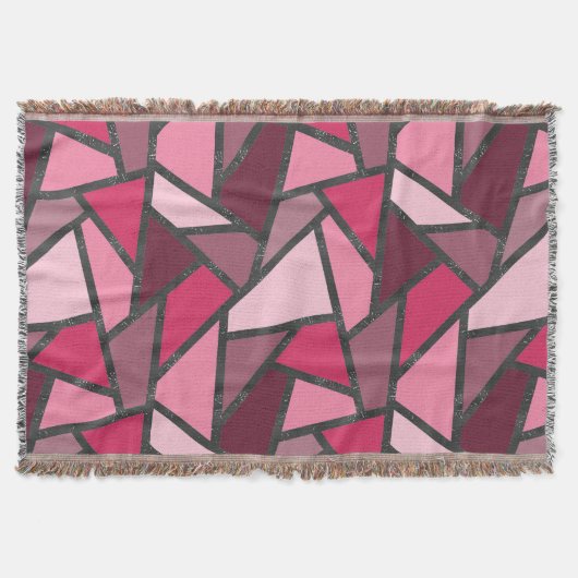 ピンク色のステンドグラス模様の色合い スローブランケット (正面)