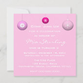 ピンク色のスノーフレークフラワーオーナメント3 招待状 (裏面)