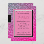 ピンク色のスパークルエンクロージャカード エンクロージャーカード (正面/裏面)