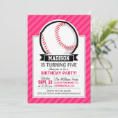 ピンク色のソフトボストライプール 招待状 (スタンド正面)