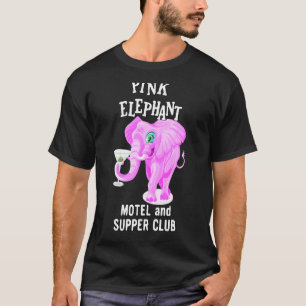 ピンク色のゾウとマルチニガラス Tシャツ