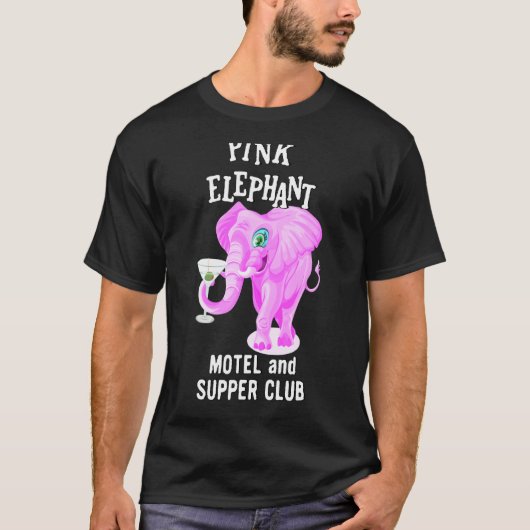 ピンク色のゾウとマルチニガラス Tシャツ (正面)