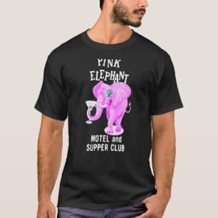 ピンク色のゾウとマルチニガラス Tシャツ