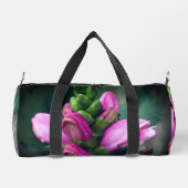 ピンク色のターチルパーソナライズされたフ ダッフルバッグ (裏面)