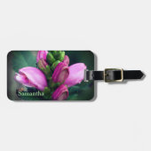 ピンク色のターチルパーソナライズされたフ ラゲッジタグ (正面横)