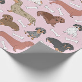 ピンク色のダックシュント品種パターン ラッピングペーパー (角)