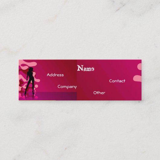 ピンク色のダンサー スキニー名刺 (正面)