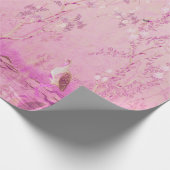 ピンク色のチノイスリーの鳥の脱毛 ラッピングペーパー (角)